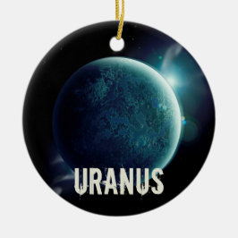 Uranus blå planet 3d universum illustration julgransprydnad keramik