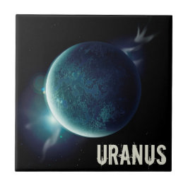 Uranus blå planet 3d universum illustration kakelplatta