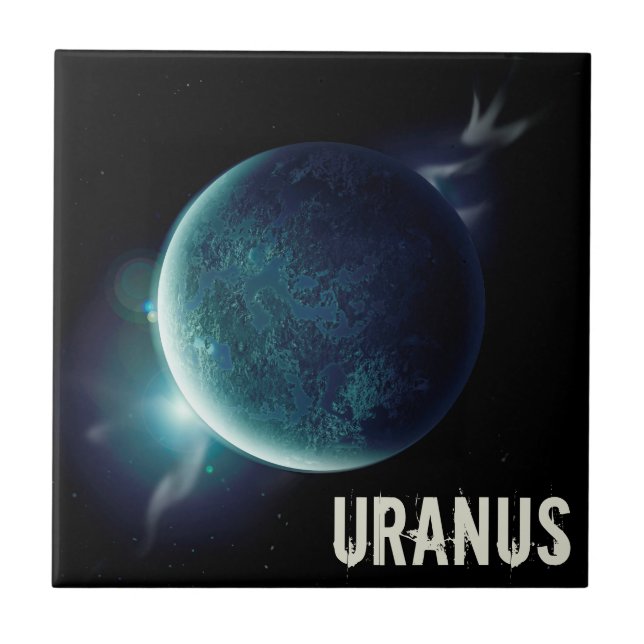 Uranus blå planet 3d universum illustration kakelplatta (Framsidan)