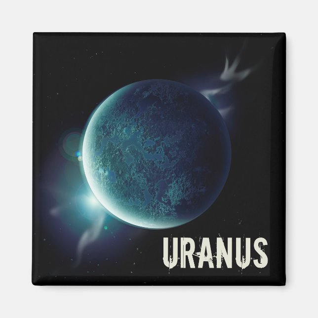 Uranus blå planet 3d universum illustration magnet (Framsidan)