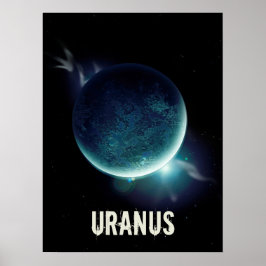 Uranus blå planet 3d universum illustration poster