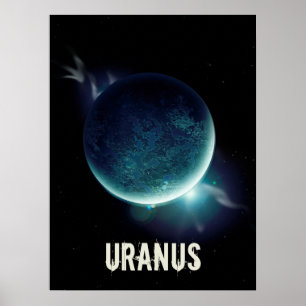 Uranus blå planet 3d universum illustration poster