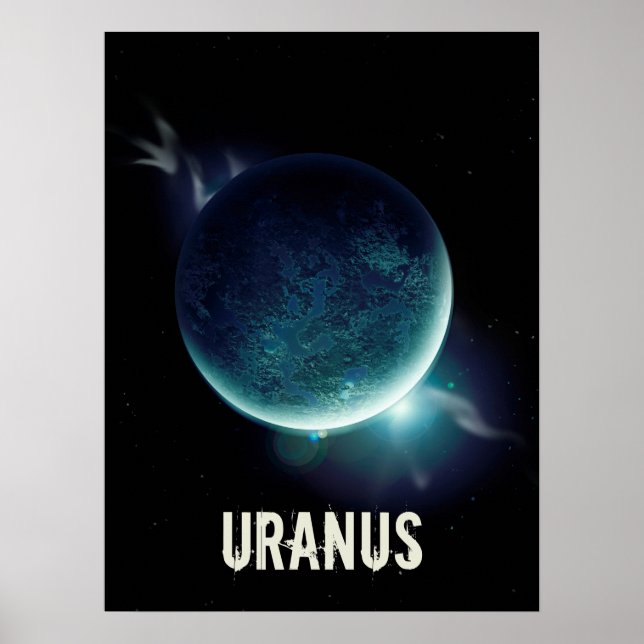 Uranus blå planet 3d universum illustration poster (Framsidan)