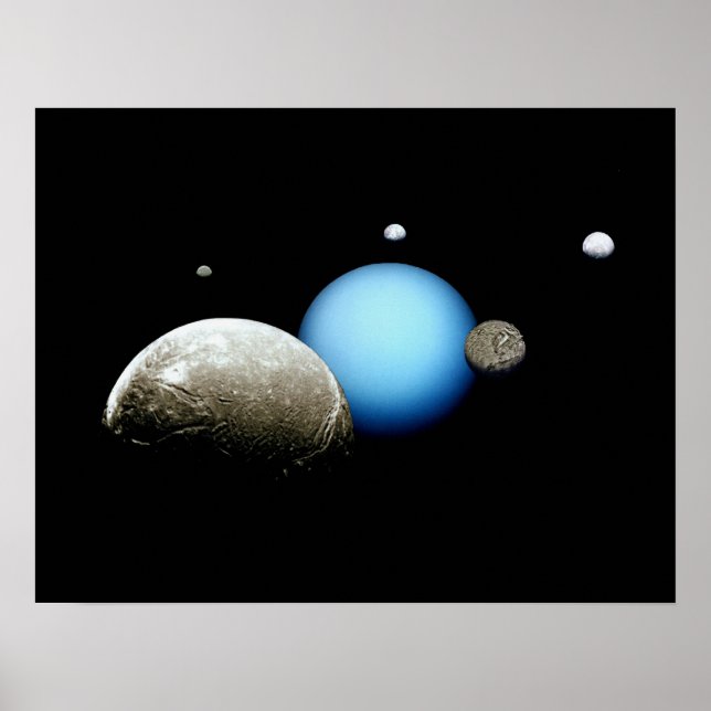 Uranus och Måne NASA Planet Poster (Framsidan)