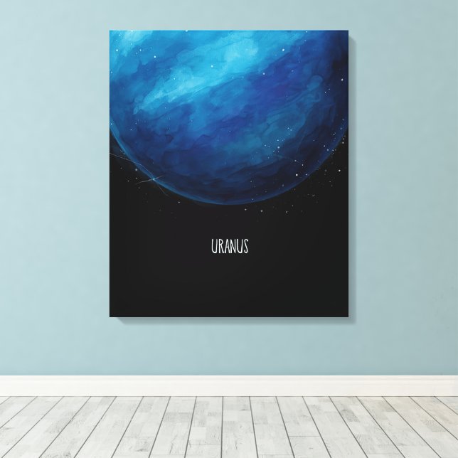 Uranus Planet Artwork - Cosmic Space Illustration Canvastryck (Insitu (trägolv))