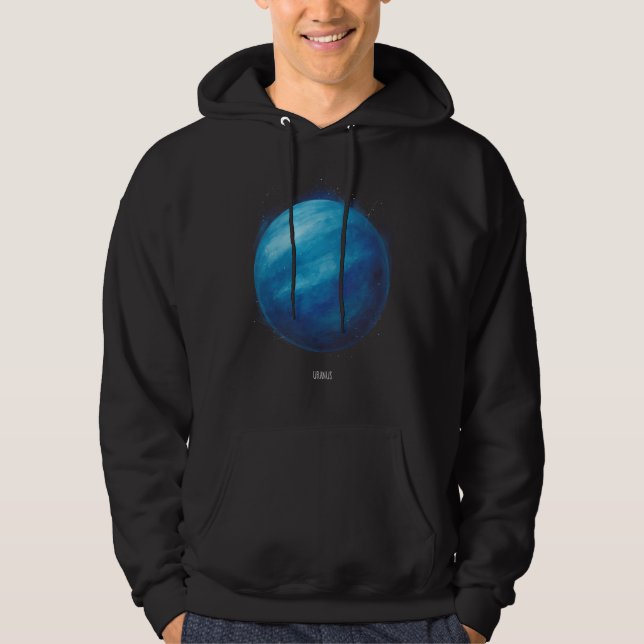 Uranus Planet Artwork - Cosmic Space Illustration Hoodie (Framsida)