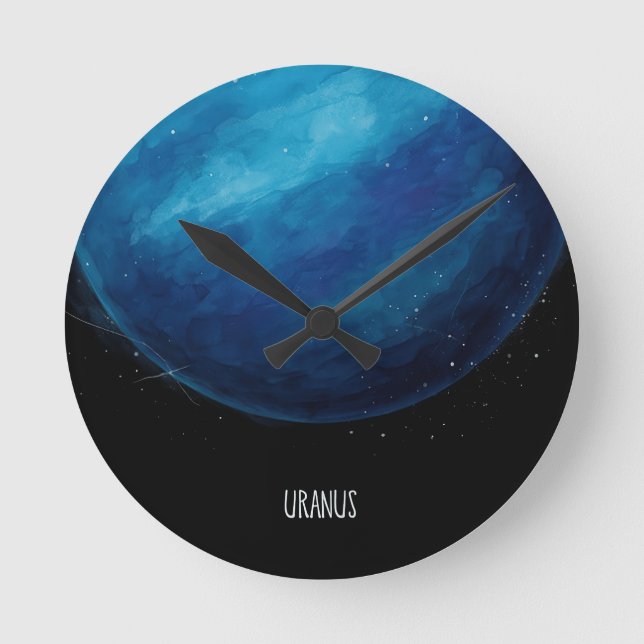 Uranus Planet Artwork - Cosmic Space Illustration Rund Klocka (Framsida)