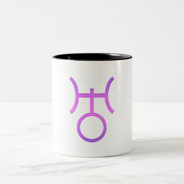 Uranus planetära symbol astrologi zodiak tecken Två-Tonad mugg (Center)