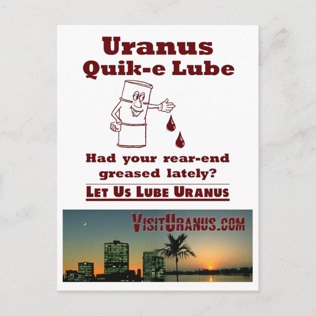 Uranus Quik-e Lube Vykort (Framsida)