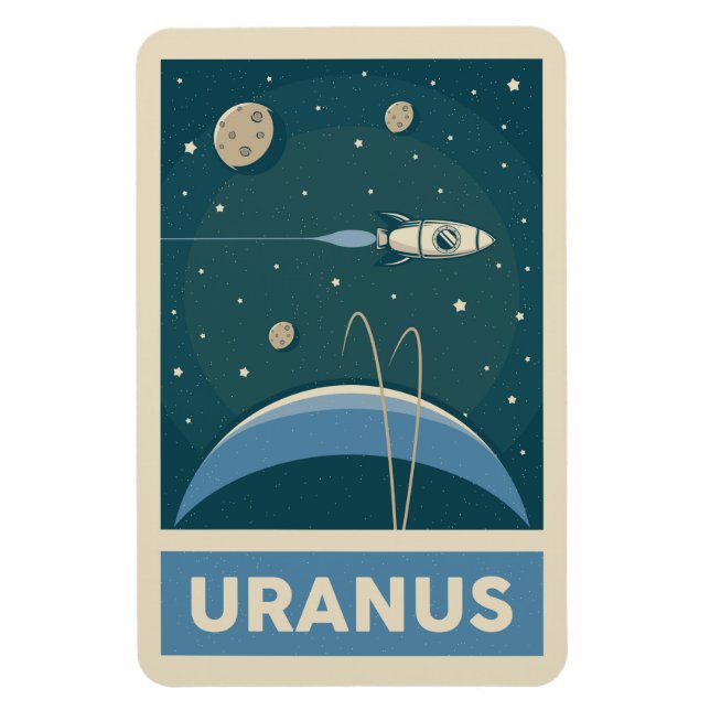 Uranus Retro Galaxy Rocket Magnet (Vertikal)