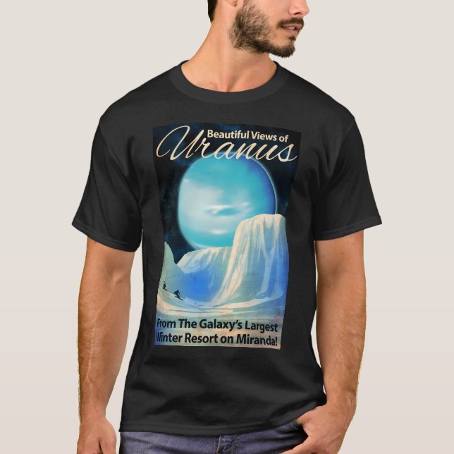 Uranus Retro Rymdkonst T Shirt (Framsida)