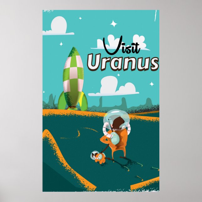 Uranus vintage tecknad Travel Poster (Framsidan)