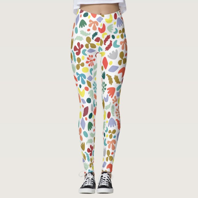 Urban Abstrakt Organic Shapes Mönster Leggings (Framsida)