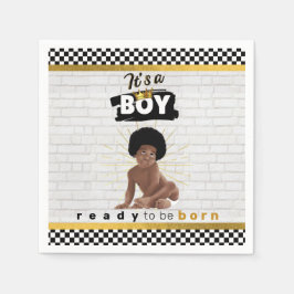 Urban Afro Pojke| Retro Hip hop Baby Shower Pappersservett