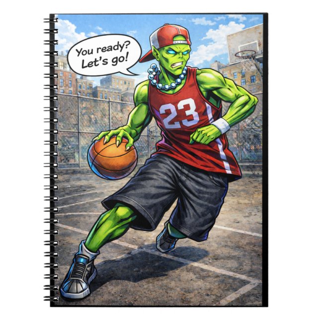 Urban Alien Basketball Player - Comic Style Art Anteckningsbok (Framsidan)