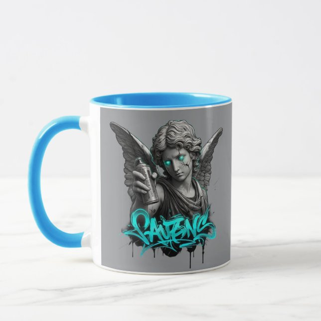 Urban Angel Graffiti Mug – Broken Statue Street Ar Mugg (Vänster)
