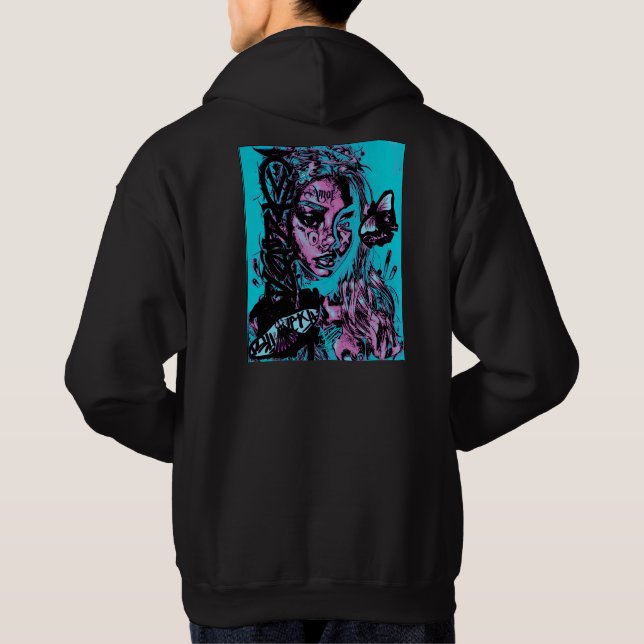 Urban Angel Neon Beauty i Chaos Art Hoodie (Baksida)