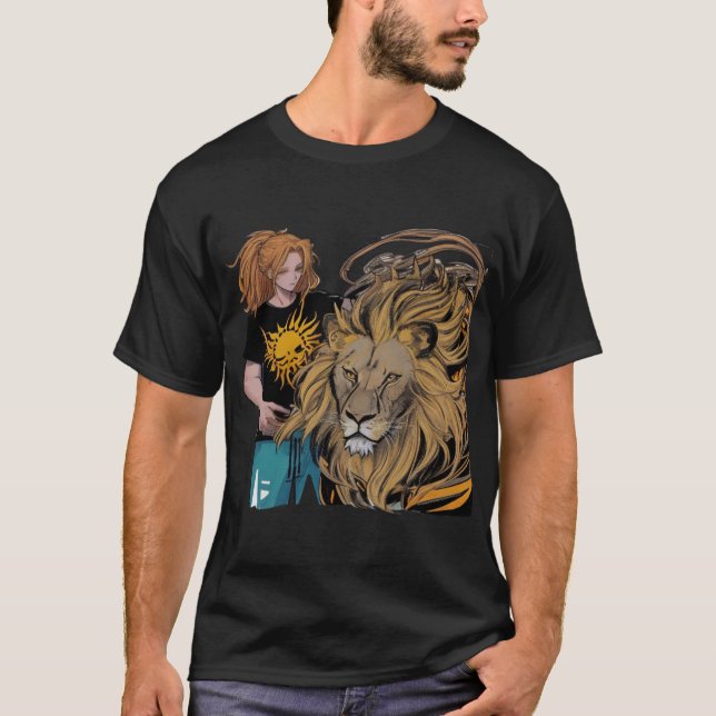Urban Anime Fantasy Lejon Grafisk T-Shirt (Framsida)