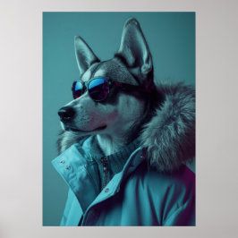 Urban Arctic Style Husky Portrait Poster