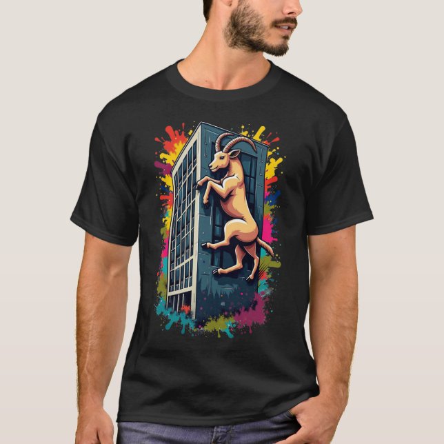 Urban Aries Zodiac Design - Fet Ram-klätterstaden T Shirt (Framsida)