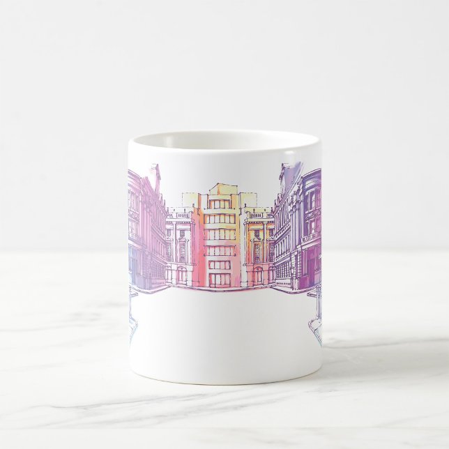 Urban Arkitektur Stadsscen Vågform Pastell Kaffemugg (Skapare uppladdad)
