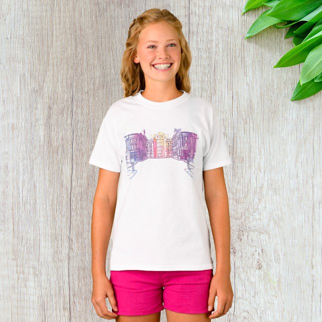 Urban Arkitektur Stadsscen Vågform Pastell T Shirt (Skapare uppladdad)