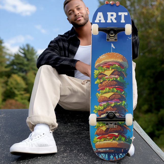 Urban "ART" Giant Hamburger Tower Mini Skateboard Bräda 18,5 Cm (Skapare uppladdad)