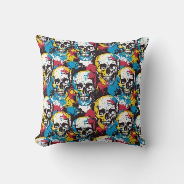 Urban Art Skull Pillow Design, Cojín B53 Kudde (Framsida)