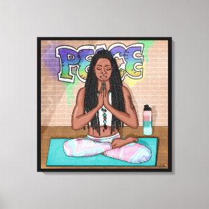 Urban Art Söt Woman do Meditation Canvastryck