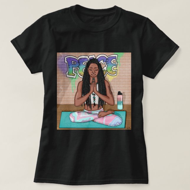 Urban Art | Söt Woman do Meditation T Shirt (Design framsida)