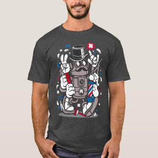 Urban Barber Hipster Robot Hair cut Sticker T Shirt