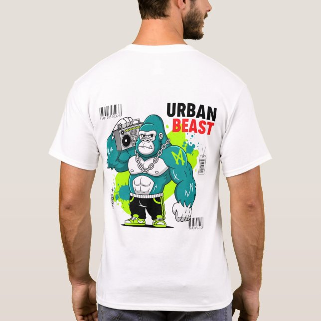 Urban Beast - Gorilla med Boombox & Chains T Shirt (Baksida)