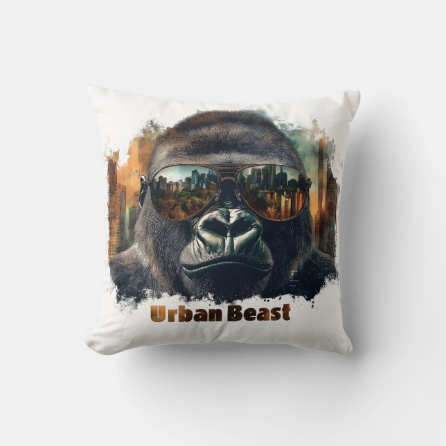 Urban Beast Gorilla med Sunglasses Kudde (Framsida)