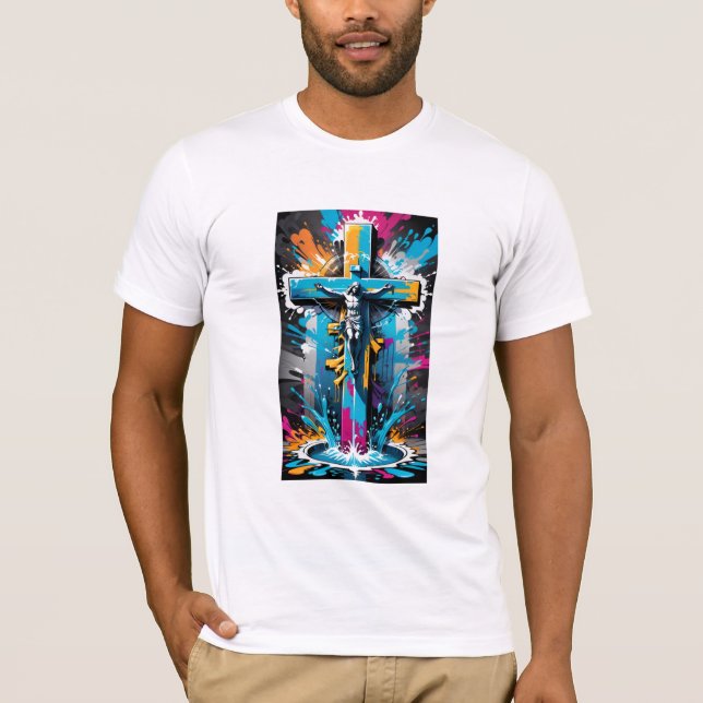 Urban Believer: Graffiti Religiösa Skriv ut T-shir T Shirt (Framsida)