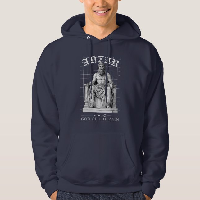 Urban Black & White Anzar Statue Amazigh Mythology Hoodie (Framsida)