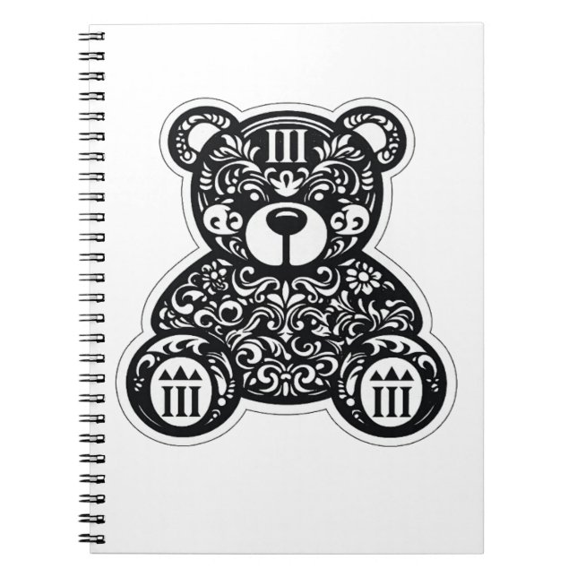 Urban Black & White Bear Spiral Notebook Anteckningsbok (Framsidan)