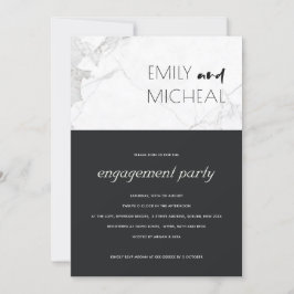 URBAN BLACK WHITE MARBLE FÖRLOVNINGSFEST INBJUDAN