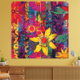 Urban Bloom – Livlig graffiti-blom-explosion Canvastryck