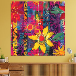 Urban Bloom – Livlig graffiti-blom-explosion Canvastryck