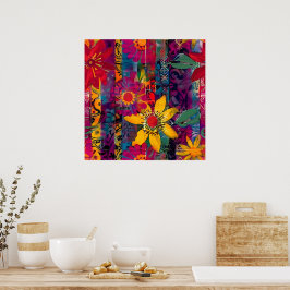 Urban Bloom  Livlig Graffiti Blomster Explosion Af Poster