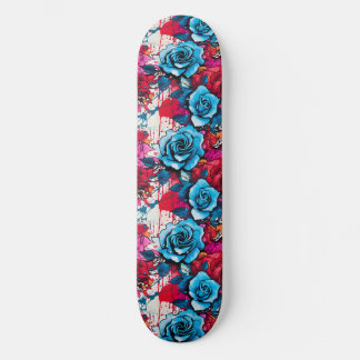 Urban Bloom: Red & Blue Ro Graffiti Mini Skateboard Bräda 18,5 Cm