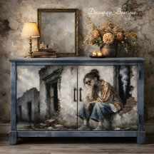 Urban bohemisk kvinna neutrala toner decoupage