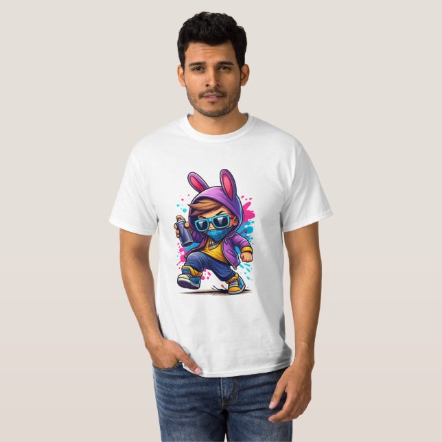 Urban Bunny Graffiti Kid T Shirt (Hel framsida)