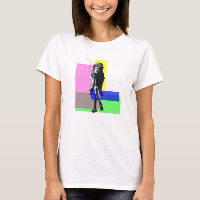 Urban Chic: Banksy-Inspired Girl T Shirt (Framsida)