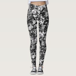 Urban Chic Black and White Graffiti Leggings