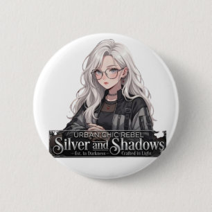 Urban Chic Rebel Silver och Shadows Animeflicka Me Knapp