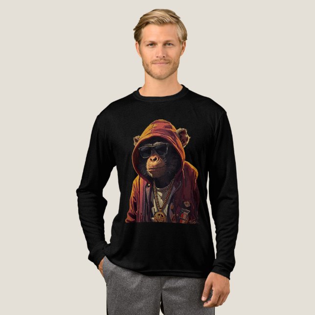 Urban Chimp – Cool Chimpanzee with Hoodie and Gold T Shirt (Hel framsida)