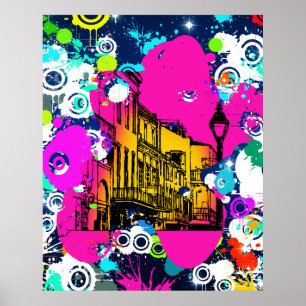 Urban city graffiti-färgstänk designad med färg poster