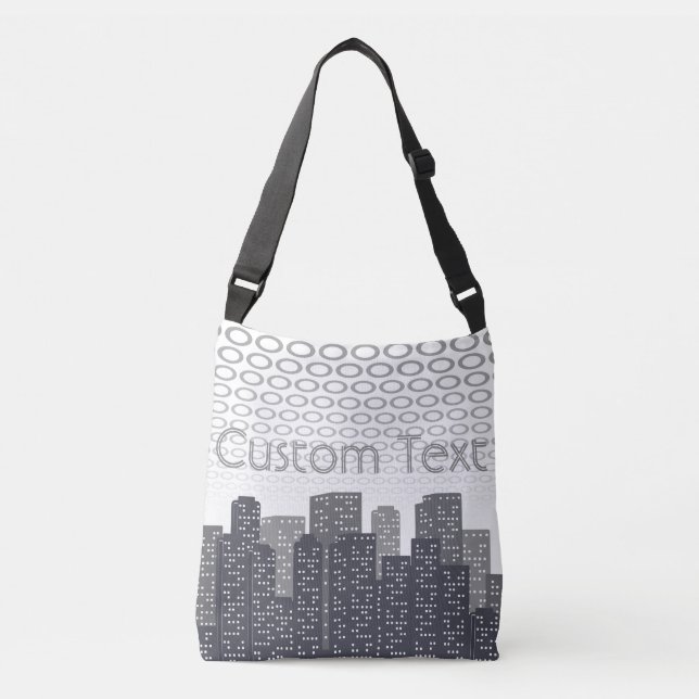 Urban Cityscape Shades of Grey Custom Text Axelväska (Framsida)
