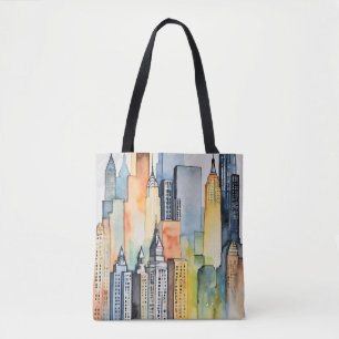 Urban Cityscape Skyscapes med vattenfärg Tygkasse